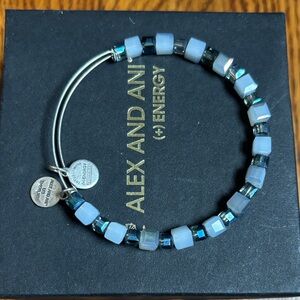 Alex and Ani Silver and Blue Cube Bracelet